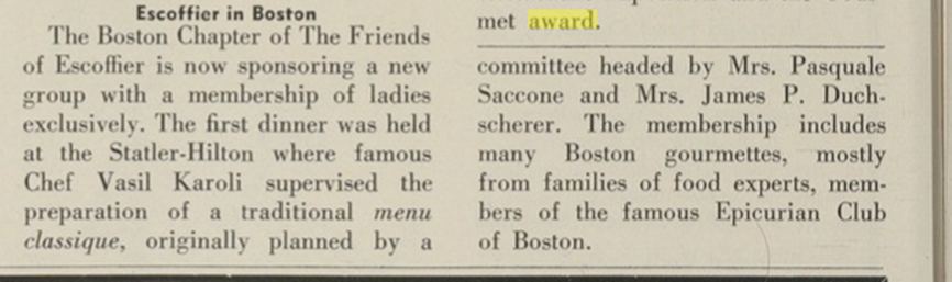 Escoffier in Boston
