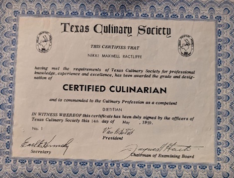 Certified Culinarian Certificate