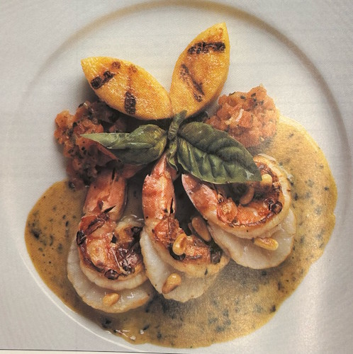 Grilled Shrimp with pesto/butter sauce