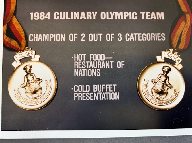 A close-up of a medal.