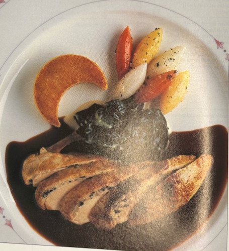 A plate of food on a table.