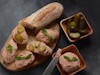 Cutting board and dishes containing offal